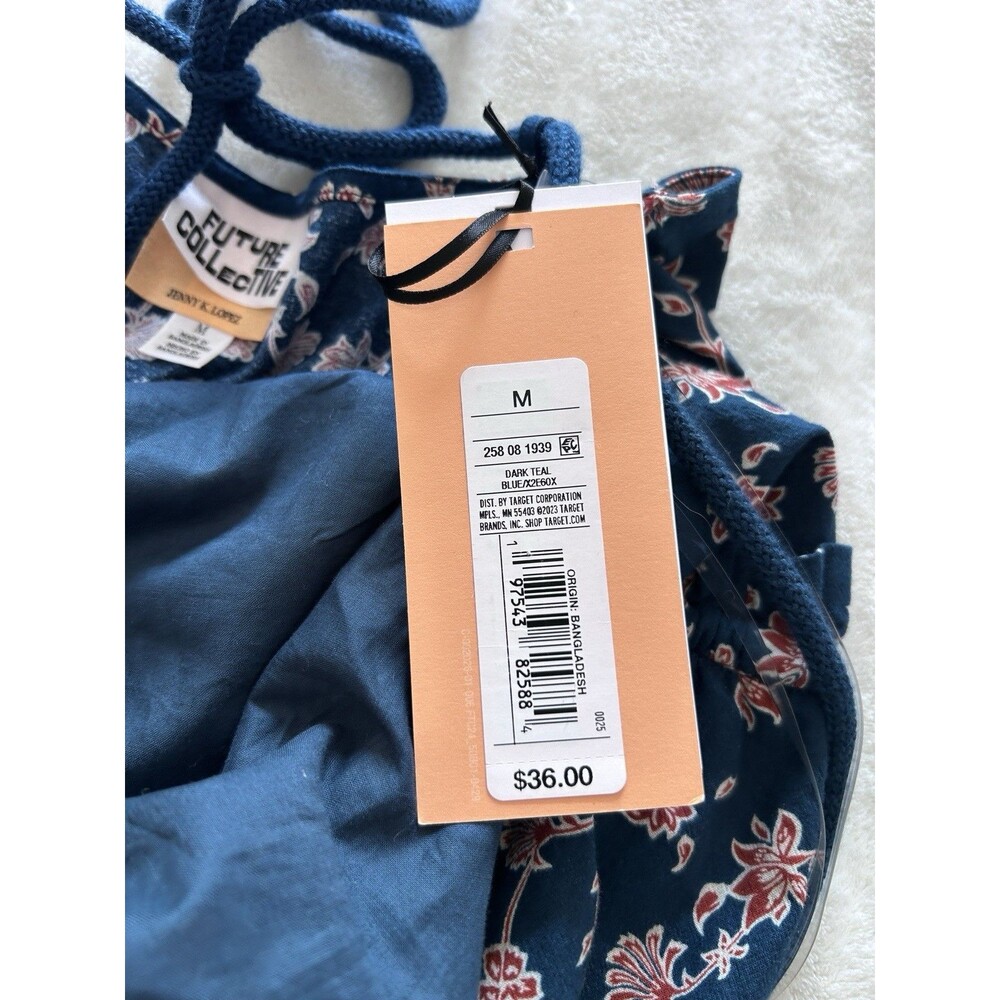Future Collective Maxi Dress Medium Navy Floral Tie Waist Strappy Summer Boho - Picture 12 of 13